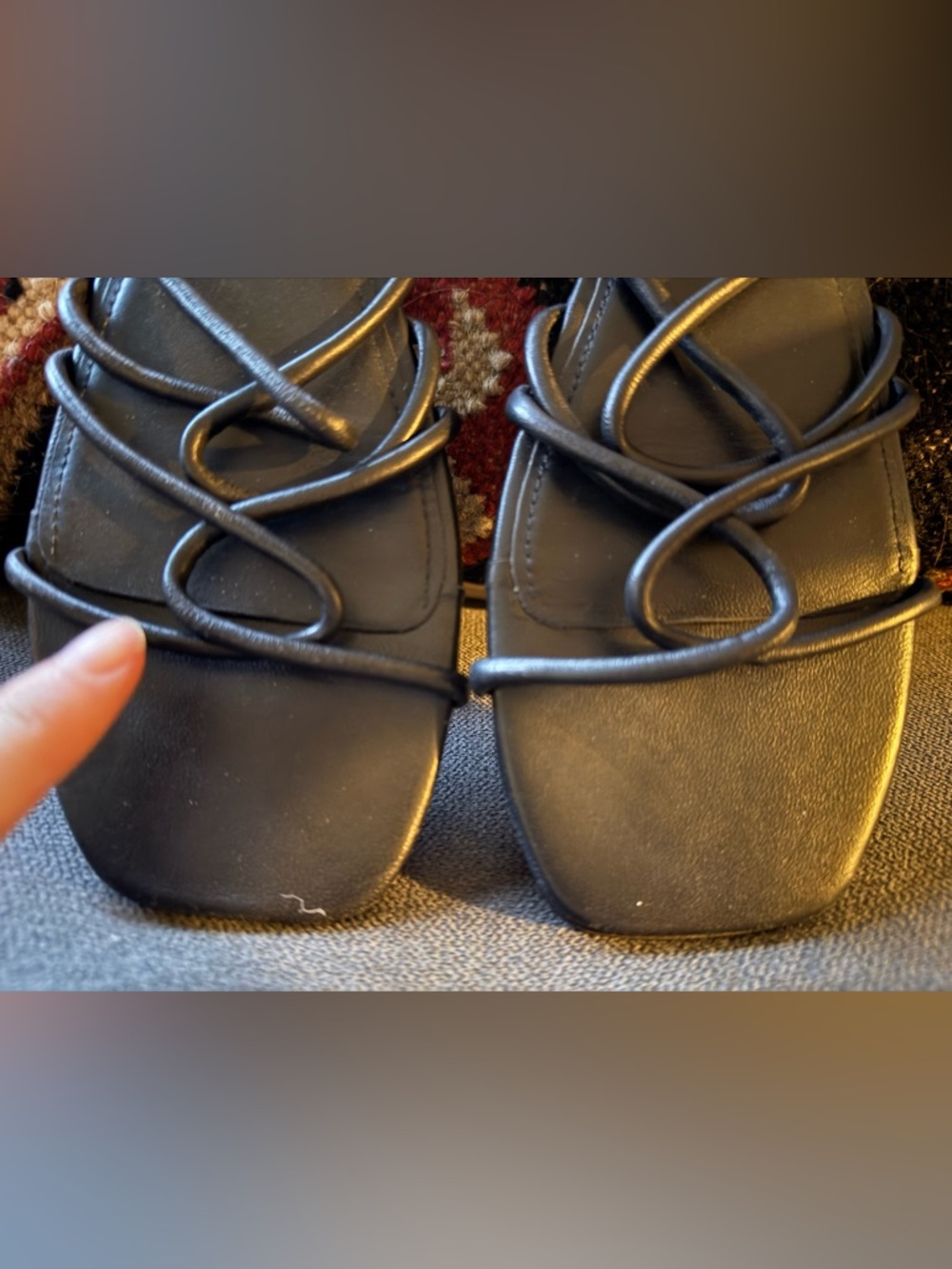 Maeve Black Strappy Square-Toe Slide Sandals - Picture 2 of 4